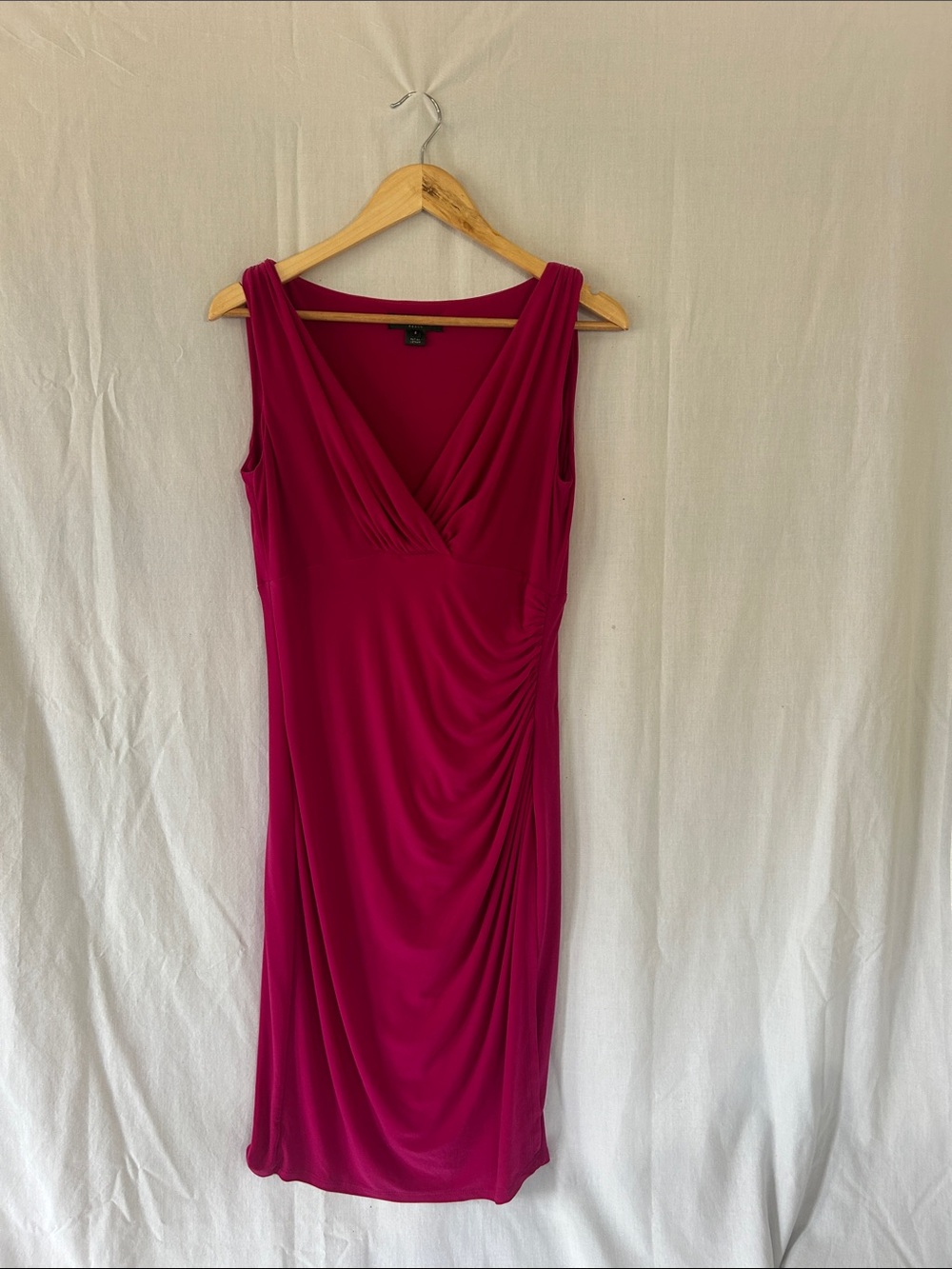 Ralph Lauren Sleeveless V-Neck Midi Dress in Fuchsia